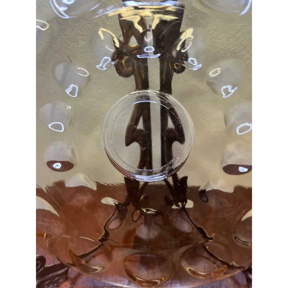 Hazel-Atlas Plate Reflection Glass Mid Century Amber Thumbprint 10-inch Vintage
